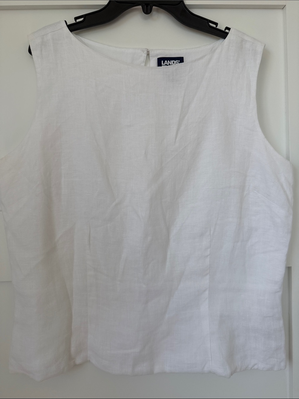 Lands' End White Linen Sleeveless Shell Top